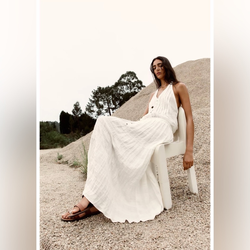 Zara Rustic Elegant White Maxi Skirt Size S